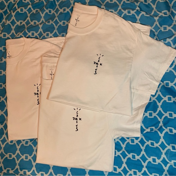 3 Pack Travis Scott Men’s size t shirt white logo tee mocha cactus jack bundle - Picture 1 of 4